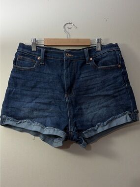 Kendall & Kylie Dark Blue Rolled Hem Denim Shorts
